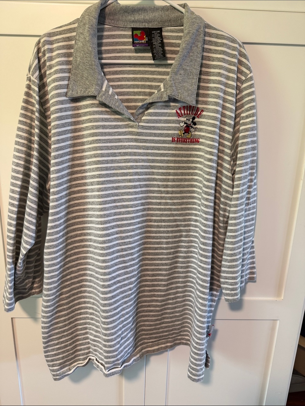 Vintage Mickey Mouse Disney Striped Oversized Polo Cotton Blend